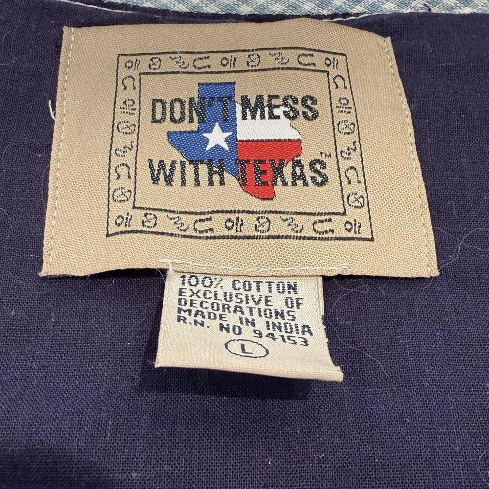 Vintage Don't Mess With Texas Ruffled Patchwork Rag Rug Cardigan Jacket L - Picture 4 of 11